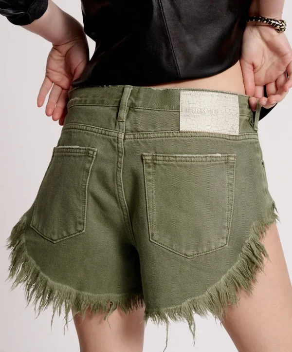 ONE TEASPOON Military Khaki Rollers Denim Shorts | Women Denim Shorts