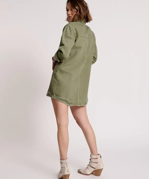 ONE TEASPOON Military Khaki Trucker Shirt Dress | Women Midi & Maxi Dresses