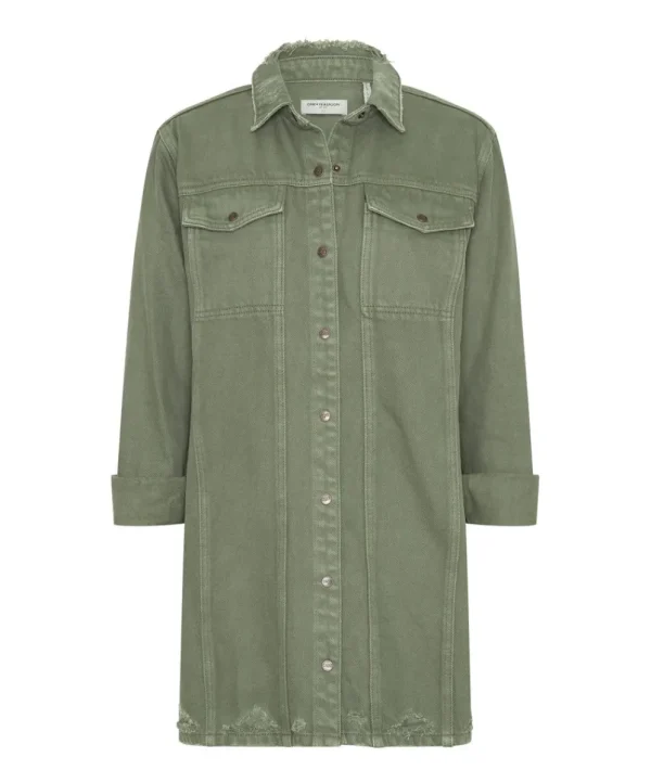 ONE TEASPOON Military Khaki Trucker Shirt Dress | Women Midi & Maxi Dresses