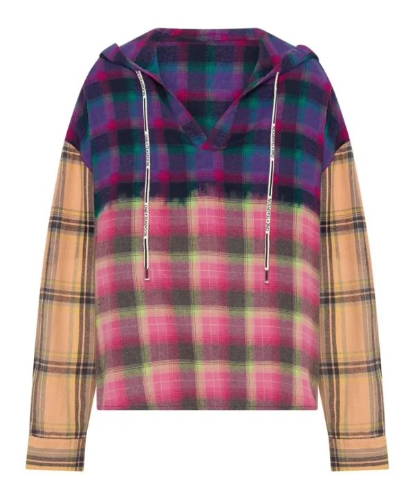 ONE TEASPOON Mixed Flannel Hooded Shirt | Women Shirts