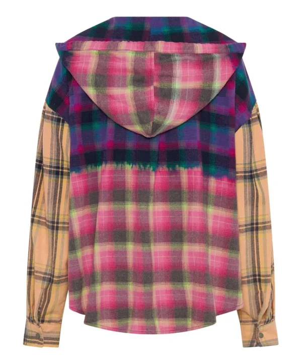 ONE TEASPOON Mixed Flannel Hooded Shirt | Women Shirts