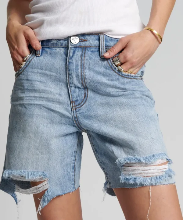 ONE TEASPOON Ocean Jackson Mid Waist Wide Leg Shorts | Women Denim Shorts