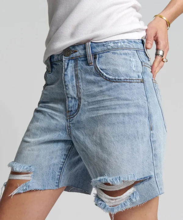 ONE TEASPOON Ocean Jackson Mid Waist Wide Leg Shorts | Women Denim Shorts