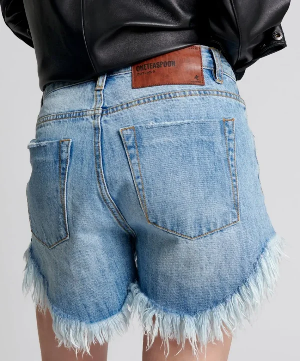 ONE TEASPOON Ocean Outlaws Mid Length Denim Shorts | Women Denim Shorts