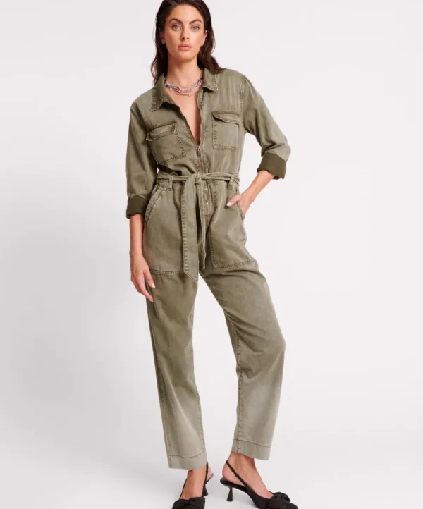 ONE TEASPOON Old Khaki Claudia Overalls | Women Denim Jumpsuits