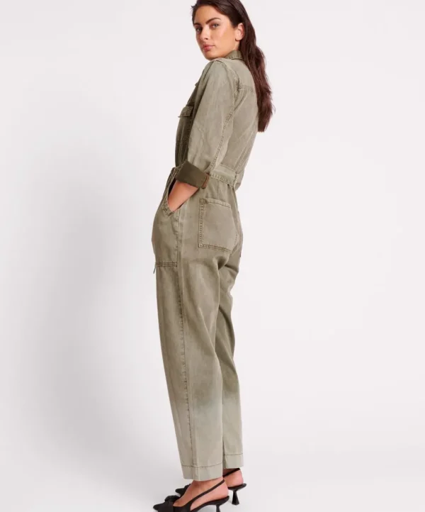 ONE TEASPOON Old Khaki Claudia Overalls | Women Denim Jumpsuits