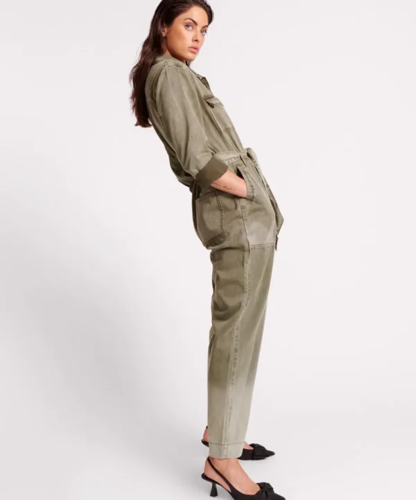 ONE TEASPOON Old Khaki Claudia Overalls | Women Denim Jumpsuits