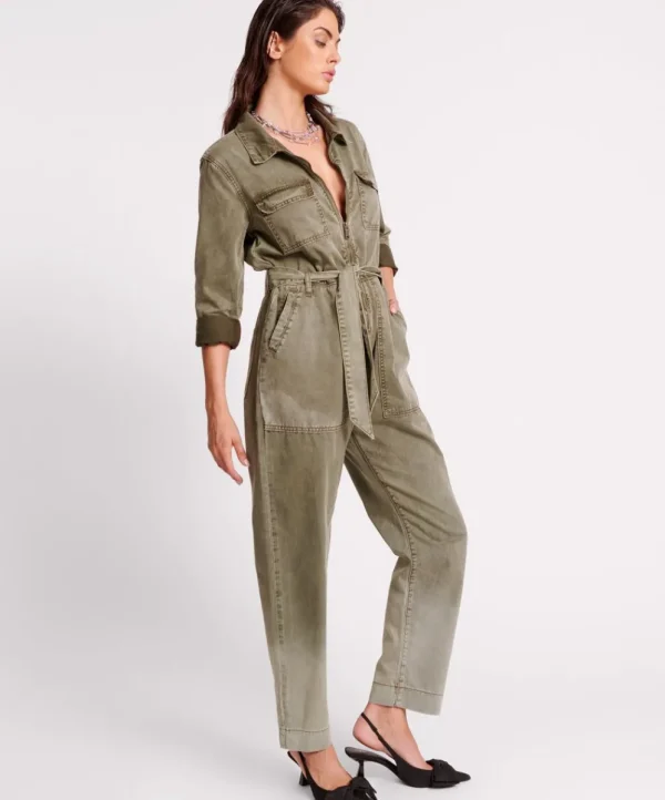 ONE TEASPOON Old Khaki Claudia Overalls | Women Denim Jumpsuits