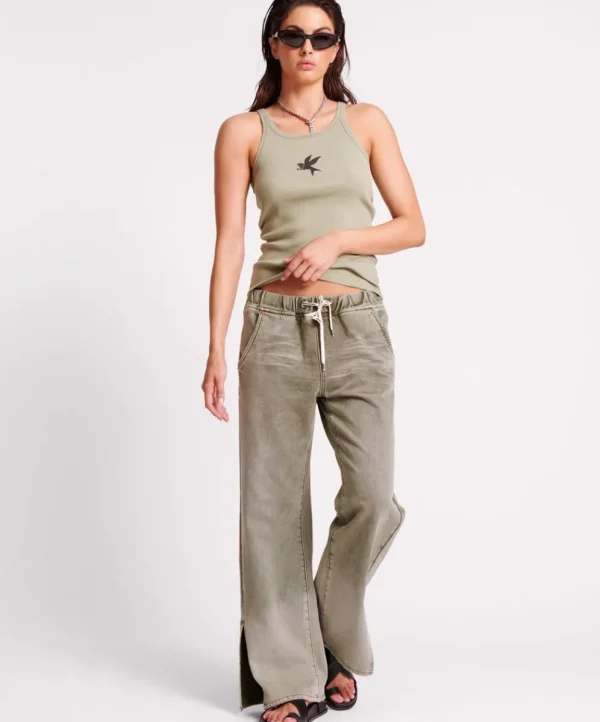 ONE TEASPOON Old Khaki Roadhouse Wide Leg Drawstring Jeans | Women Denim Jeans