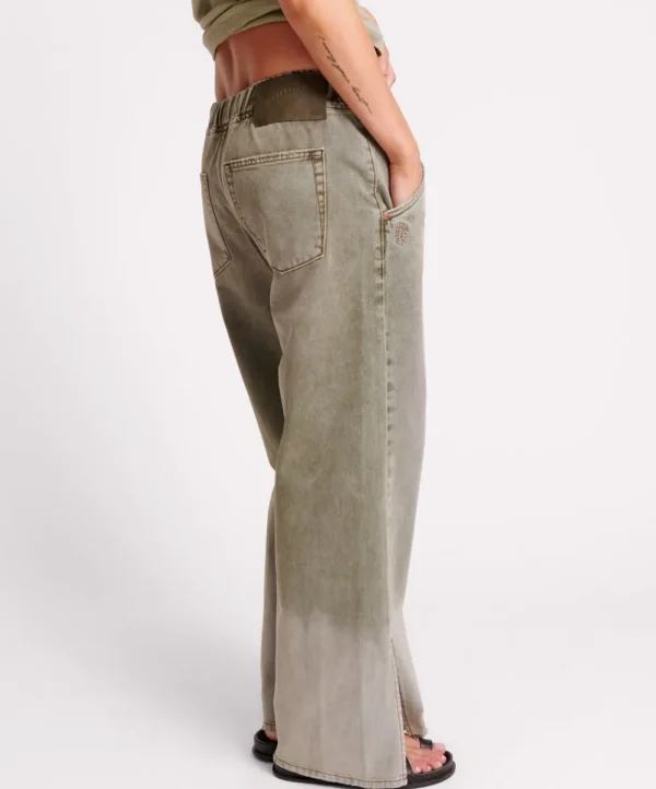 ONE TEASPOON Old Khaki Roadhouse Wide Leg Drawstring Jeans | Women Denim Jeans