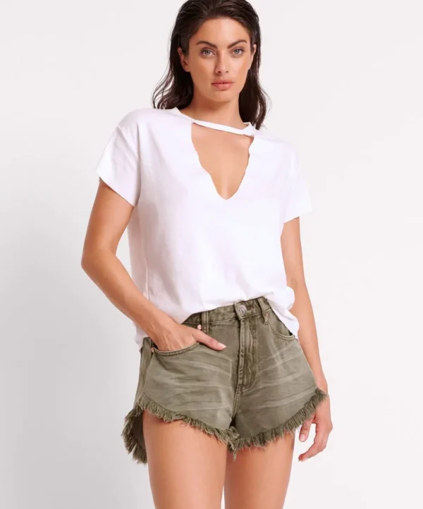 ONE TEASPOON Old Khaki Scout High Waist Flippy Shorts | Women Denim Shorts