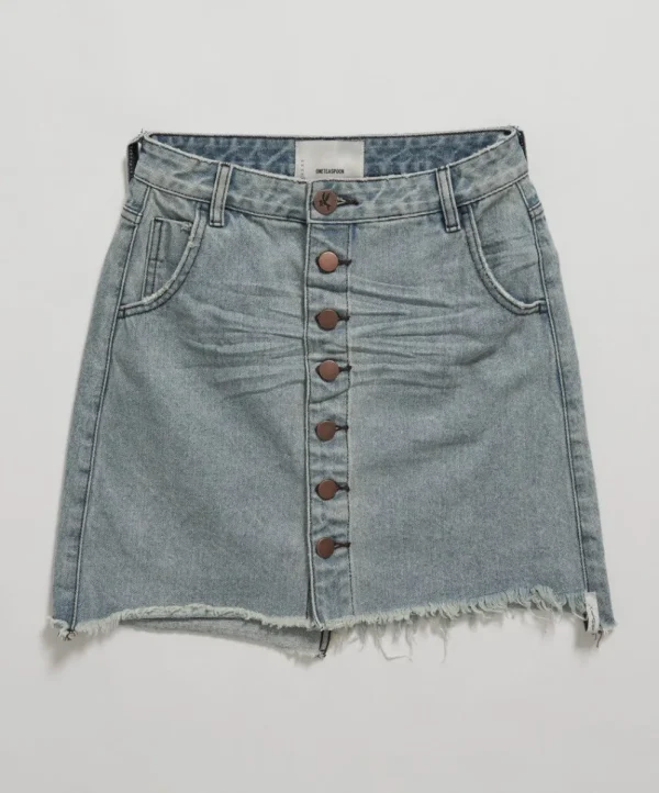 ONE TEASPOON Old West Viper High Waist Button Through Mini Skirt | Women Denim Skirts