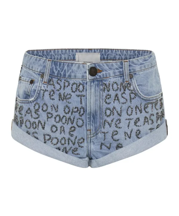 ONE TEASPOON Hand Embellished Bandit Low Waist Denim Shorts | Women Denim Shorts