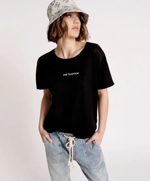 ONE TEASPOON Linen Wide Neck Tee | Women Graphic Tees