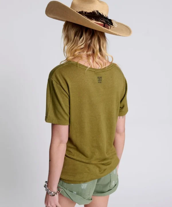 ONE TEASPOON Linen Wide Neck Tee | Women Graphic Tees