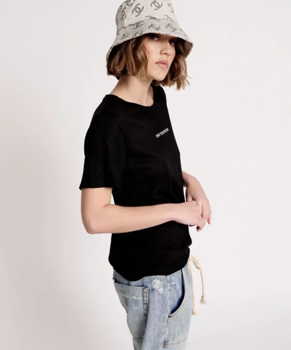 ONE TEASPOON Linen Wide Neck Tee | Women Graphic Tees