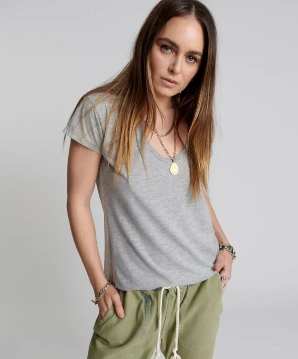 ONE TEASPOON Scoop Neck Basic Tee | Women Basic Tees