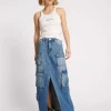 ONE TEASPOON Pacifica 90S Cargo Pocket Column Denim Skirt | Women Denim Skirts