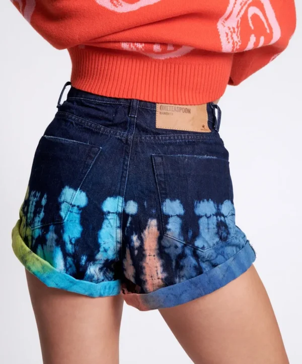 ONE TEASPOON Paint Dipped Bandits High Waist Denim Shorts | Women Denim Shorts