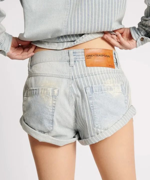 ONE TEASPOON Painters Stripe Bandit Low Waist Denim Shorts | Women Denim Shorts