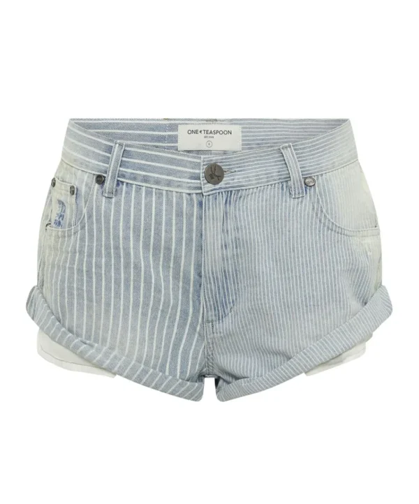 ONE TEASPOON Painters Stripe Bandit Low Waist Denim Shorts | Women Denim Shorts