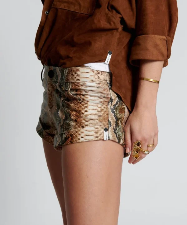 ONE TEASPOON Pale Snake Leather Bandits Shorts | Women Bottoms