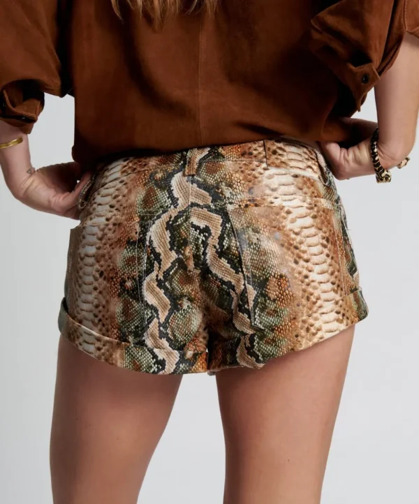 ONE TEASPOON Pale Snake Leather Bandits Shorts | Women Bottoms