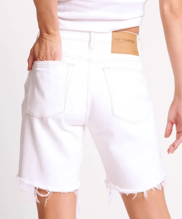 ONE TEASPOON Pearl Stevies High Waist Long Length Boyfriend Shorts | Women Denim Shorts