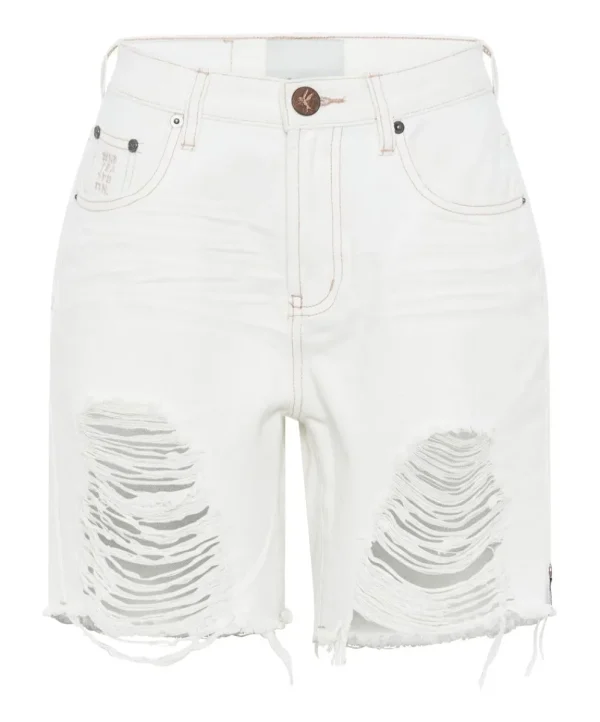 ONE TEASPOON Pearl Stevies High Waist Long Length Boyfriend Shorts | Women Denim Shorts