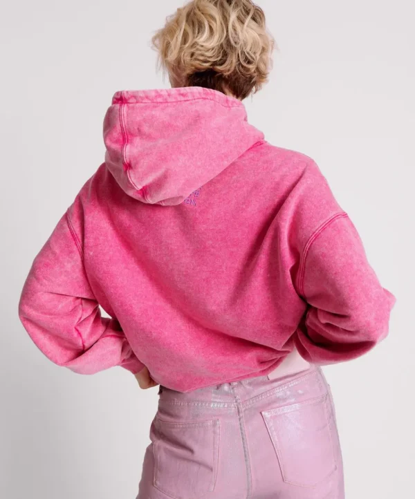 ONE TEASPOON Pink Acid Speed Longline Hoody | Women Hoodies And Sweats