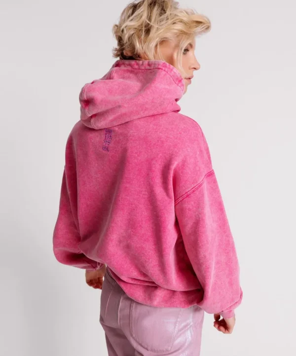 ONE TEASPOON Pink Acid Speed Longline Hoody | Women Hoodies And Sweats