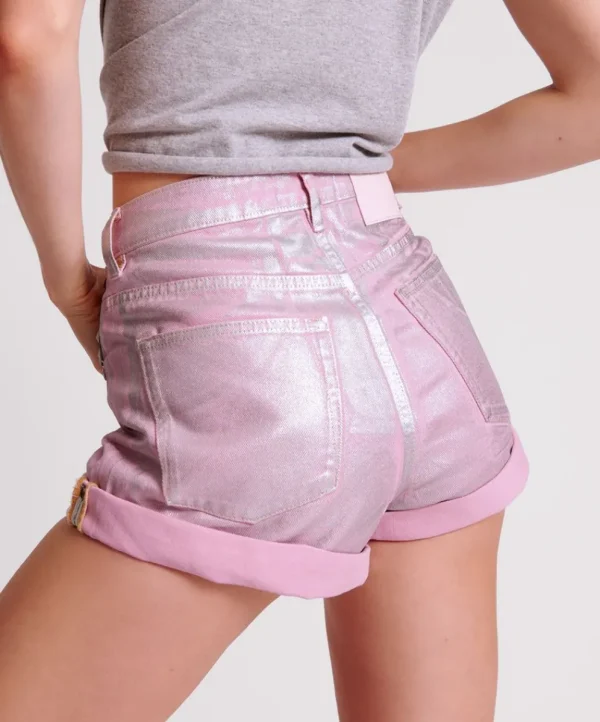 ONE TEASPOON Pink Envy Foil Bandits High Waist Denim Shorts | Women Denim Shorts