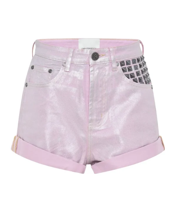 ONE TEASPOON Pink Envy Foil Bandits High Waist Denim Shorts | Women Denim Shorts