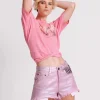 ONE TEASPOON Pink Envy Foil Bonitas High Waist Denim Shorts | Women Denim Shorts