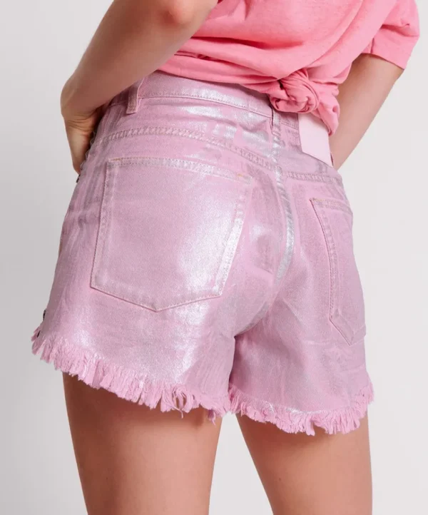 ONE TEASPOON Pink Envy Foil Bonitas High Waist Denim Shorts | Women Denim Shorts