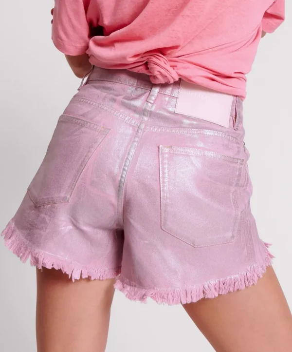 ONE TEASPOON Pink Envy Foil Bonitas High Waist Denim Shorts | Women Denim Shorts