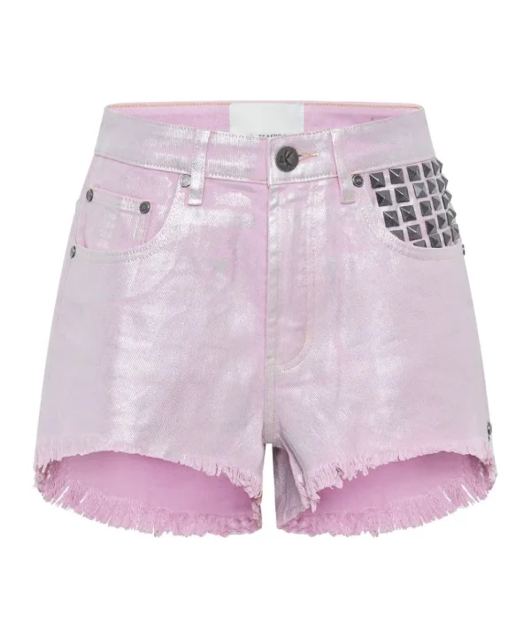 ONE TEASPOON Pink Envy Foil Bonitas High Waist Denim Shorts | Women Denim Shorts