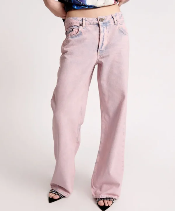 ONE TEASPOON Pink Haze Jackson Mid Waist Wide Leg Jeans | Women Denim Jeans