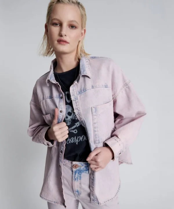 ONE TEASPOON Pink Haze Long Sleeve Daria Shacket | Women Shirts