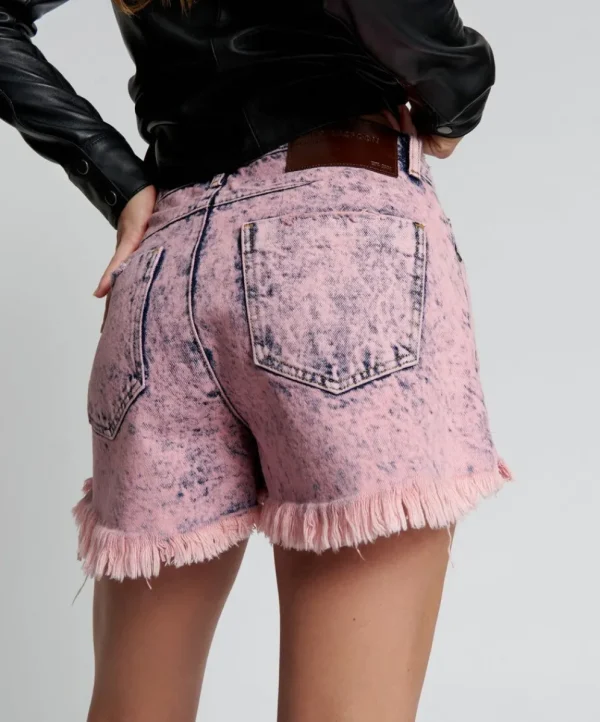 ONE TEASPOON Pink Pistol Le Wolves Mid Length Denim Shorts | Women Denim Shorts