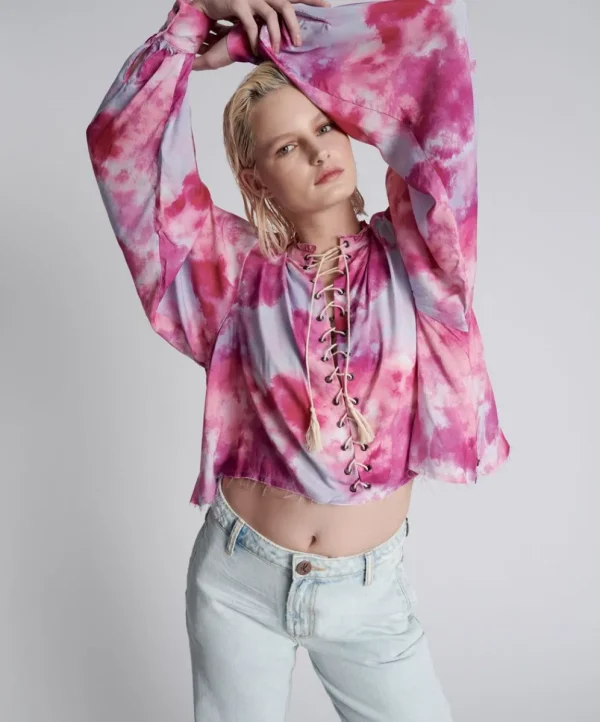 ONE TEASPOON Pink Tornado Recycled Rhiannon Top | Women Tops