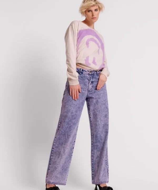 ONE TEASPOON Purple Rain Jackson Mid Waist Wide Leg Jeans | Women Denim Jeans