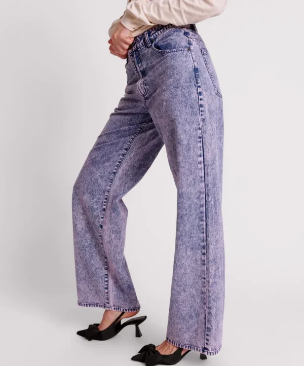 ONE TEASPOON Purple Rain Jackson Mid Waist Wide Leg Jeans | Women Denim Jeans