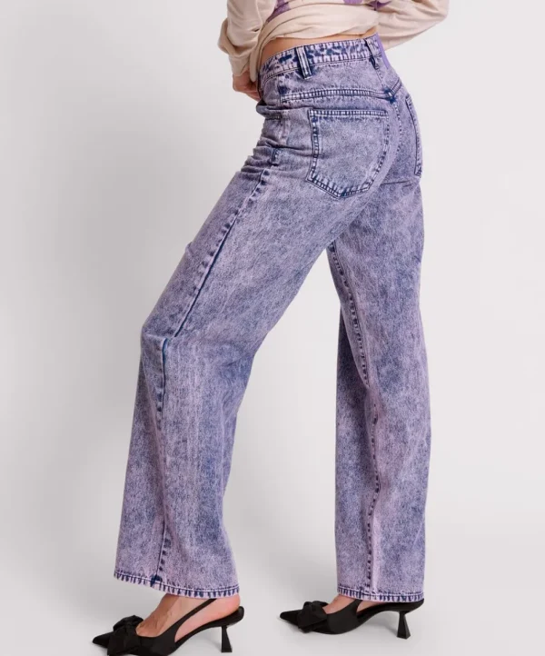 ONE TEASPOON Purple Rain Jackson Mid Waist Wide Leg Jeans | Women Denim Jeans