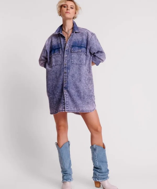 ONE TEASPOON Purple Rain Nixie Denim Shirt Dress | Women Midi & Maxi Dresses