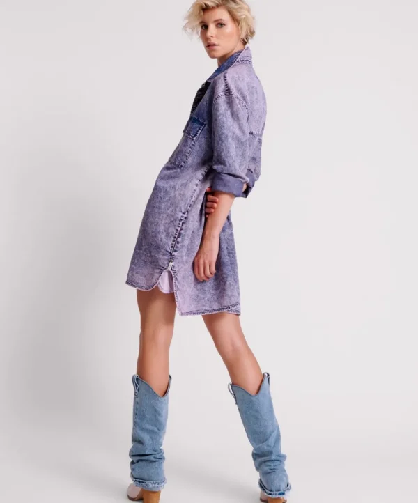 ONE TEASPOON Purple Rain Nixie Denim Shirt Dress | Women Midi & Maxi Dresses