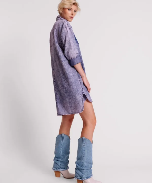 ONE TEASPOON Purple Rain Nixie Denim Shirt Dress | Women Midi & Maxi Dresses