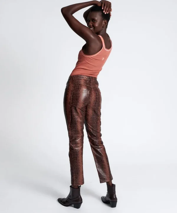 ONE TEASPOON Python Leather Trucker Pants | Women Bottoms