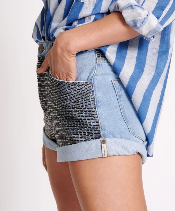 ONE TEASPOON Railed Sequin Bandits High Waist Denim Shorts | Women Denim Shorts