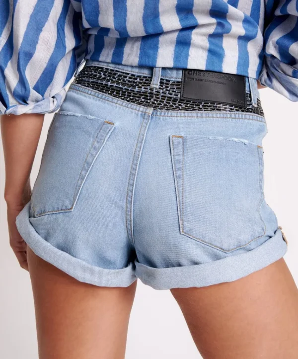 ONE TEASPOON Railed Sequin Bandits High Waist Denim Shorts | Women Denim Shorts